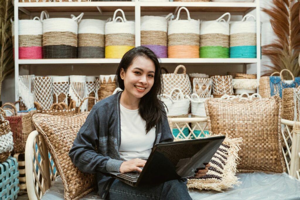 A woman with her laptop