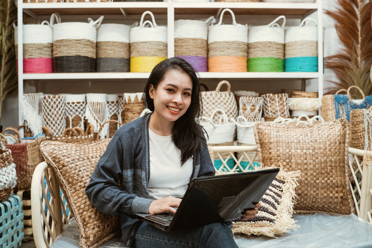 A woman with her laptop