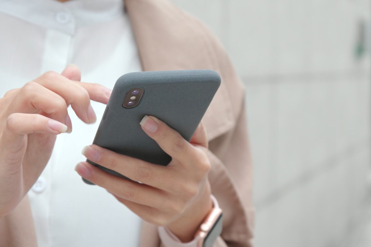 A woman using her phone