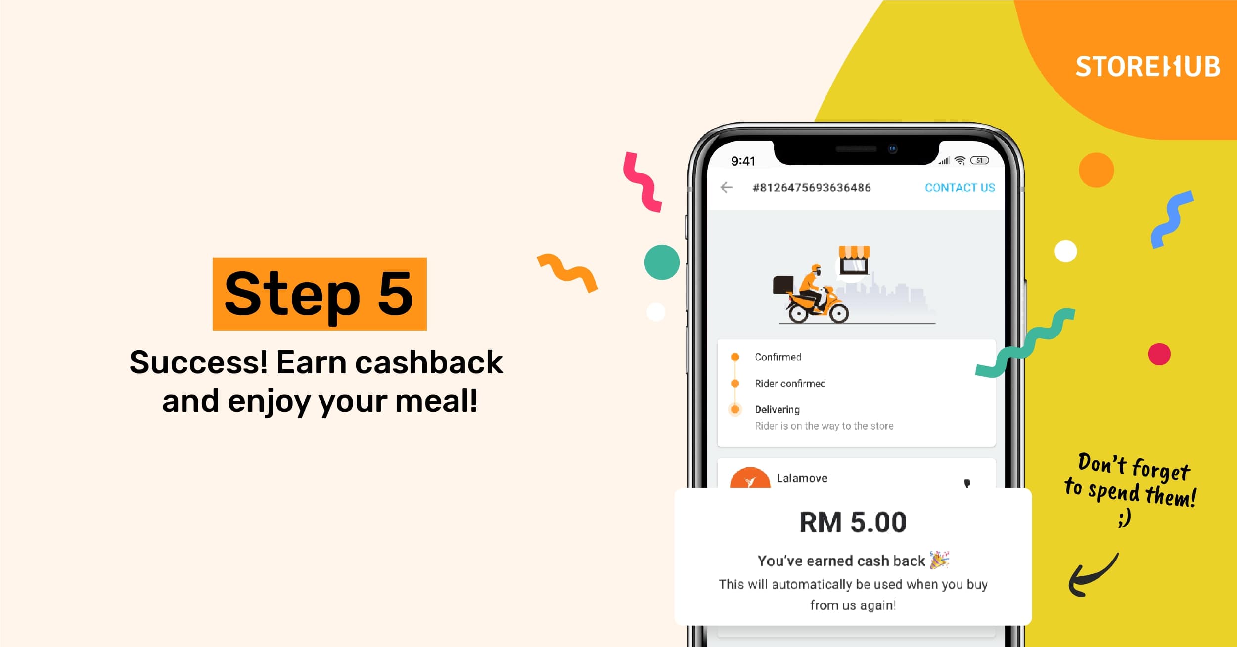 How to order food from Beep - step 5 success earn cashback and enjoy your meal