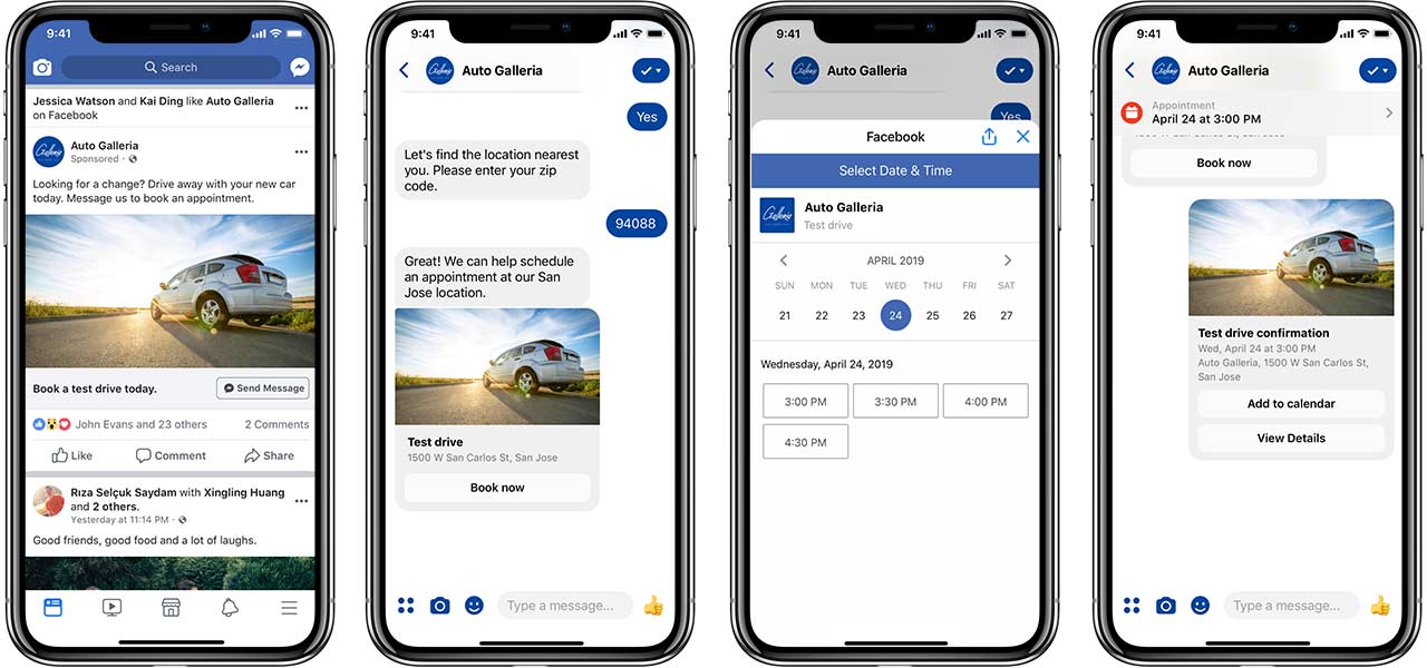 Messenger appointment booking feature