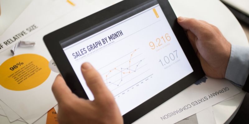 Sales graph on tablet