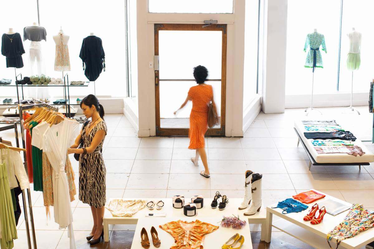 A couple of shoppers in a store