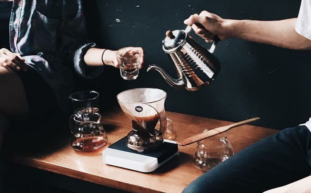 VCR Coffee being poured over