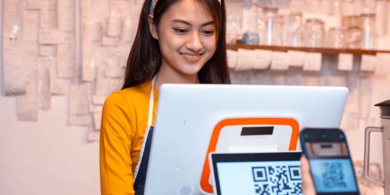 Cashier doing a transaction