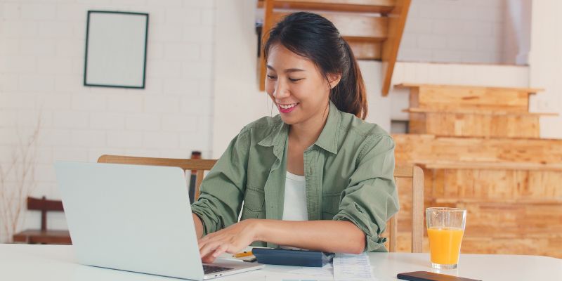 A woman using her laptop