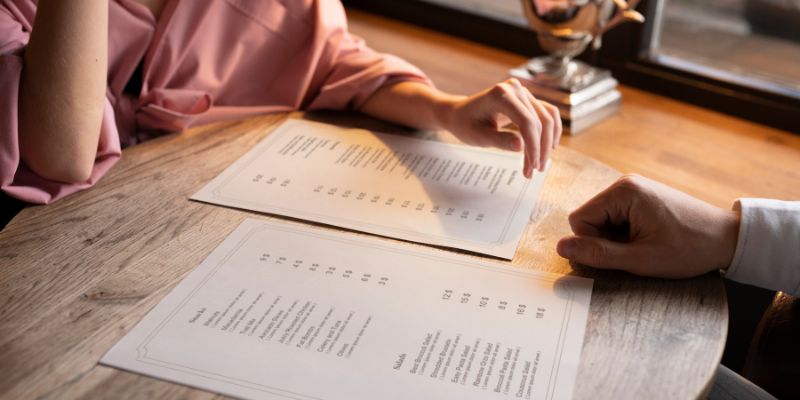 Customers looking through a restaurants menu