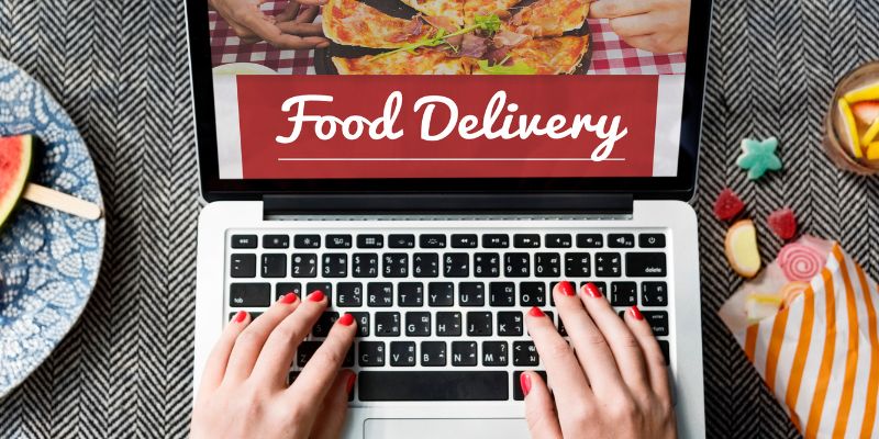 Food delivery platform on a laptop