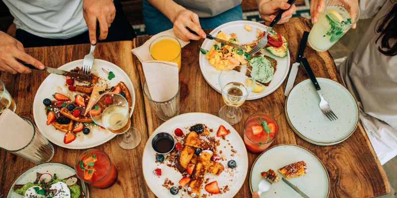 A flatlay delicious food that's been ordered through QR Order & Pay