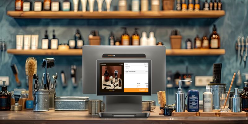 StoreHub POS di sebuah kedai gunting rambut