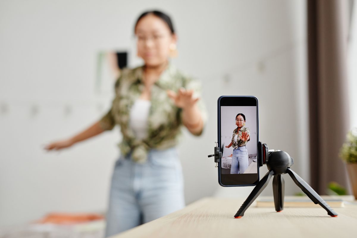 A Malaysian business shooting a video for her social media content calendar
