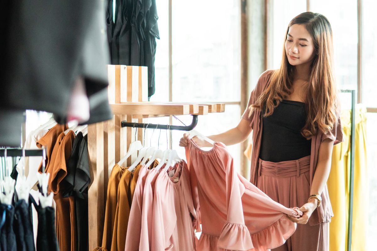 A female customer shopping at a retail store