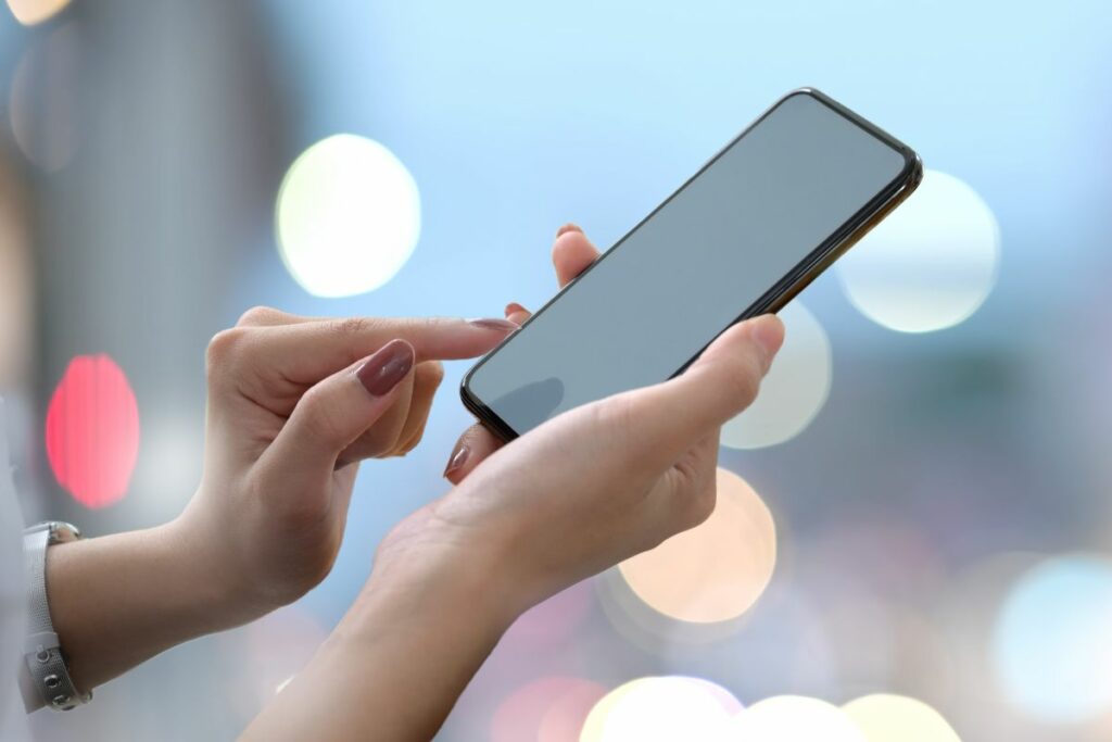 A woman using her phone