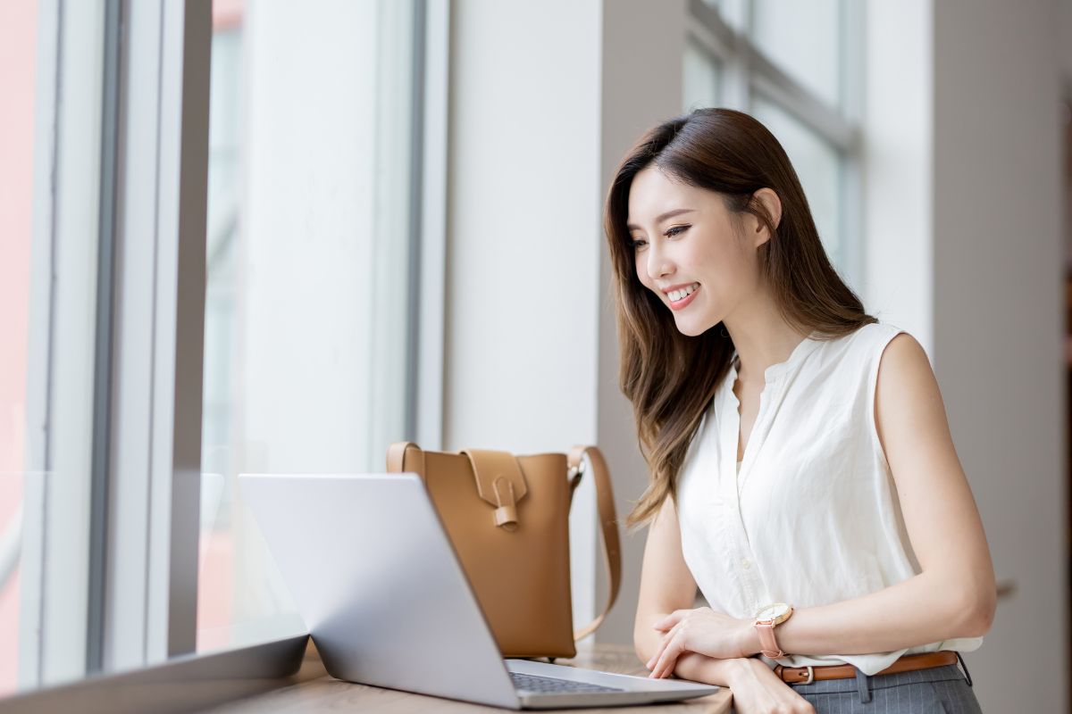 A woman using her laptop