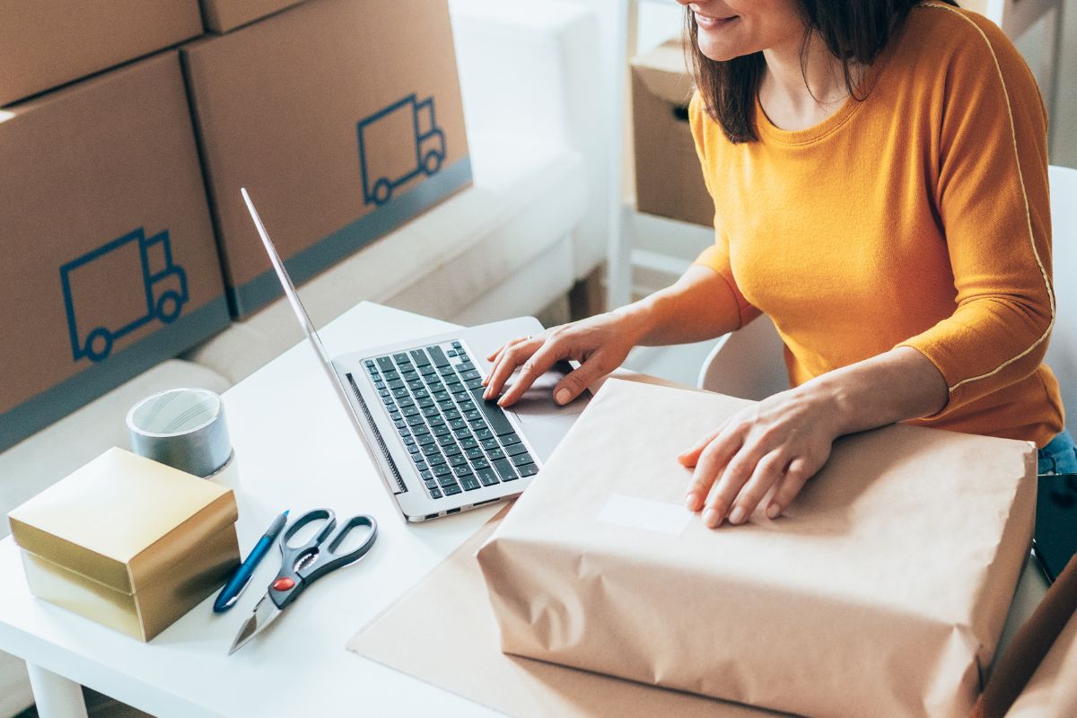 A Filipino business owner preparing orders for her retail store