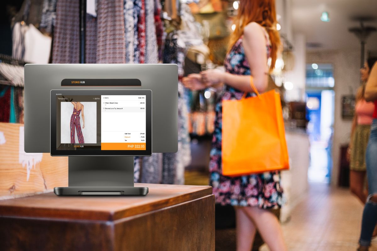 StoreHub POS system on the counter of a retail store