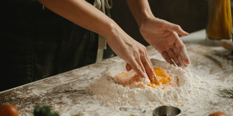 A bakery owner in Metro Manila baking