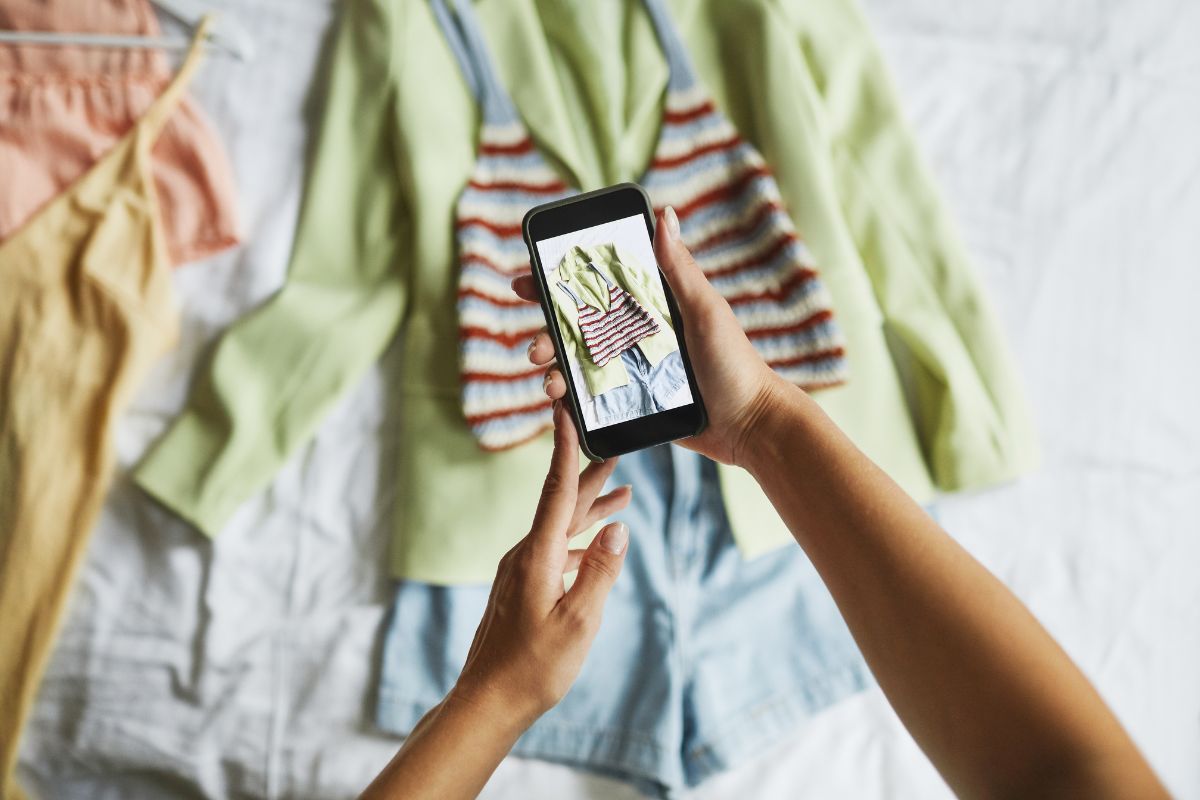 A Filipino SME owner taking photos of her products
