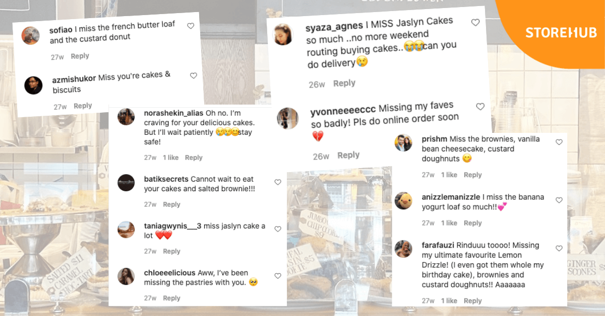 Jaslyn Cakes social media customer comments