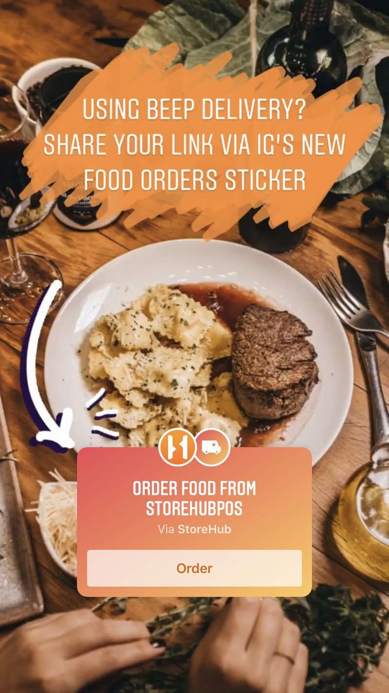 Beep Delivery Food Orders sticker Instagram Stories StoreHub partner example screenshot