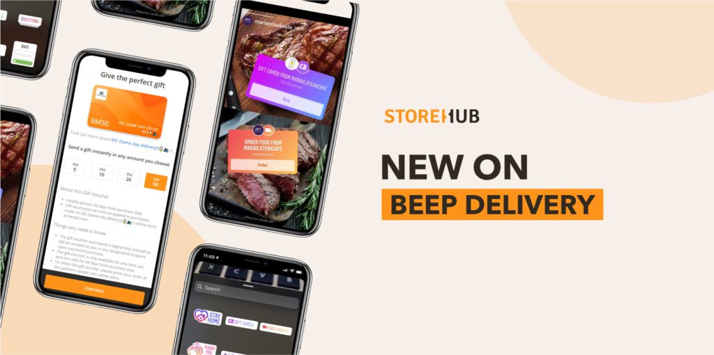 Beep Delivery updates Gift Vouchers Instagram Stories Food Orders Gift Card partner F&B cafe restaurant StoreHub blog thumbnail