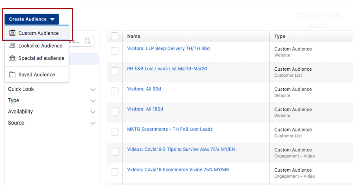 Facebook Ads Manager ขั้นตอนการสร้าง Audience เพื่อระบุลูกค้ากลุ่มเป้าหมาย