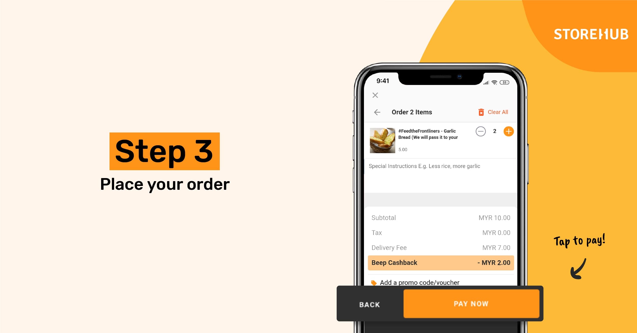 How to order food from Beep - step 3 place your order