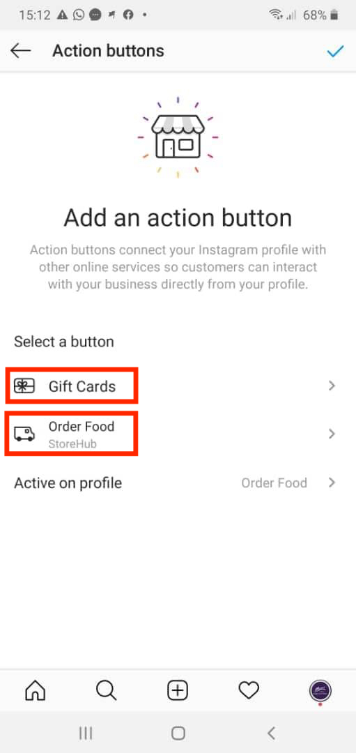 Instagram Stories Sticker Food Orders Gift Card StoreHub partner