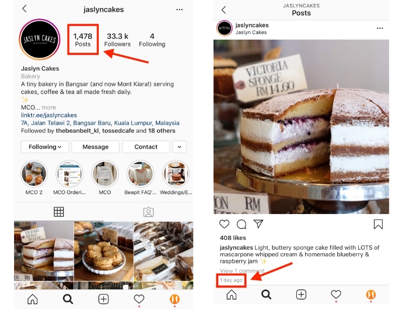 Jaslyn Cakes bakery Instagram social media screenshot