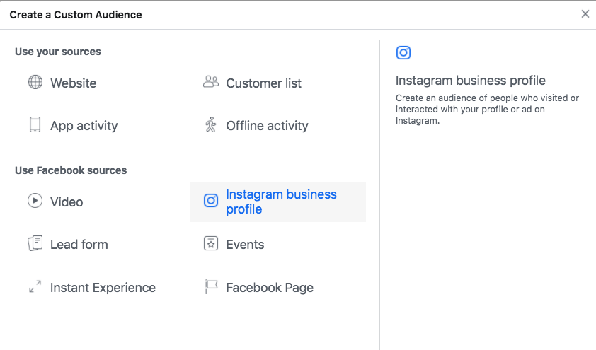 Engaged with your Instagram profile Custom Audience