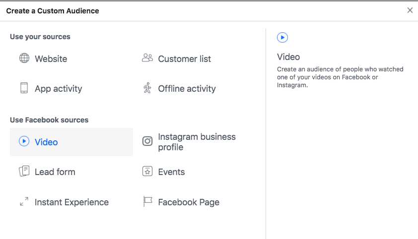 Create Video Audience on Facebook