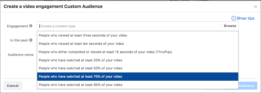 Choose your video audience based on viewed percentage