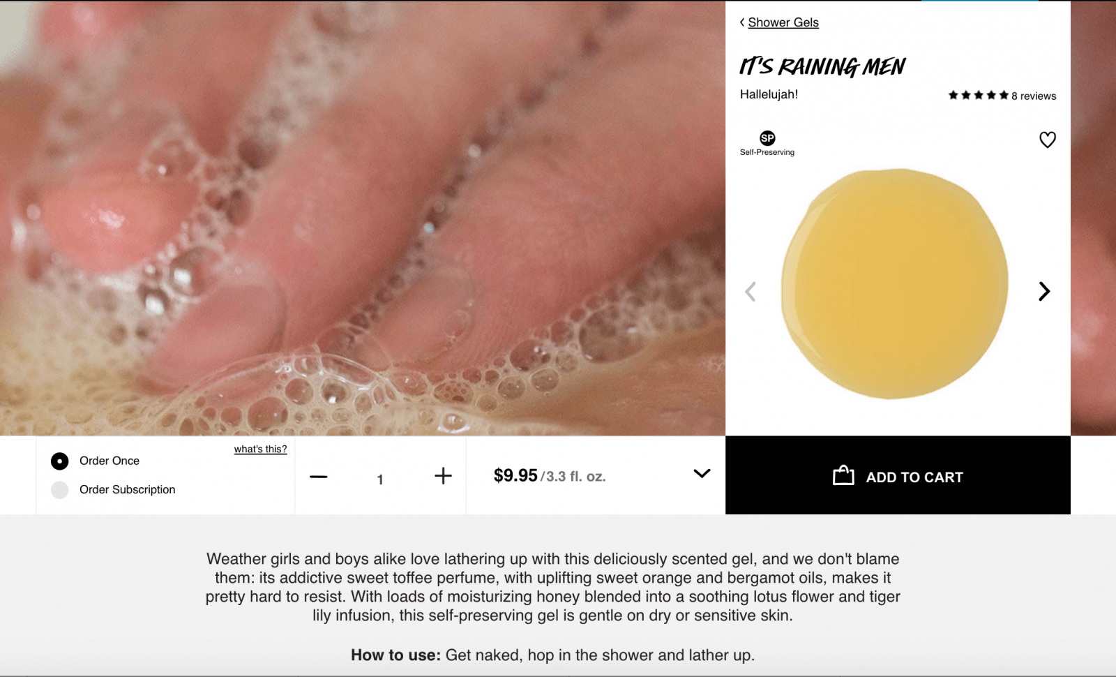 screenshot of LUSH website