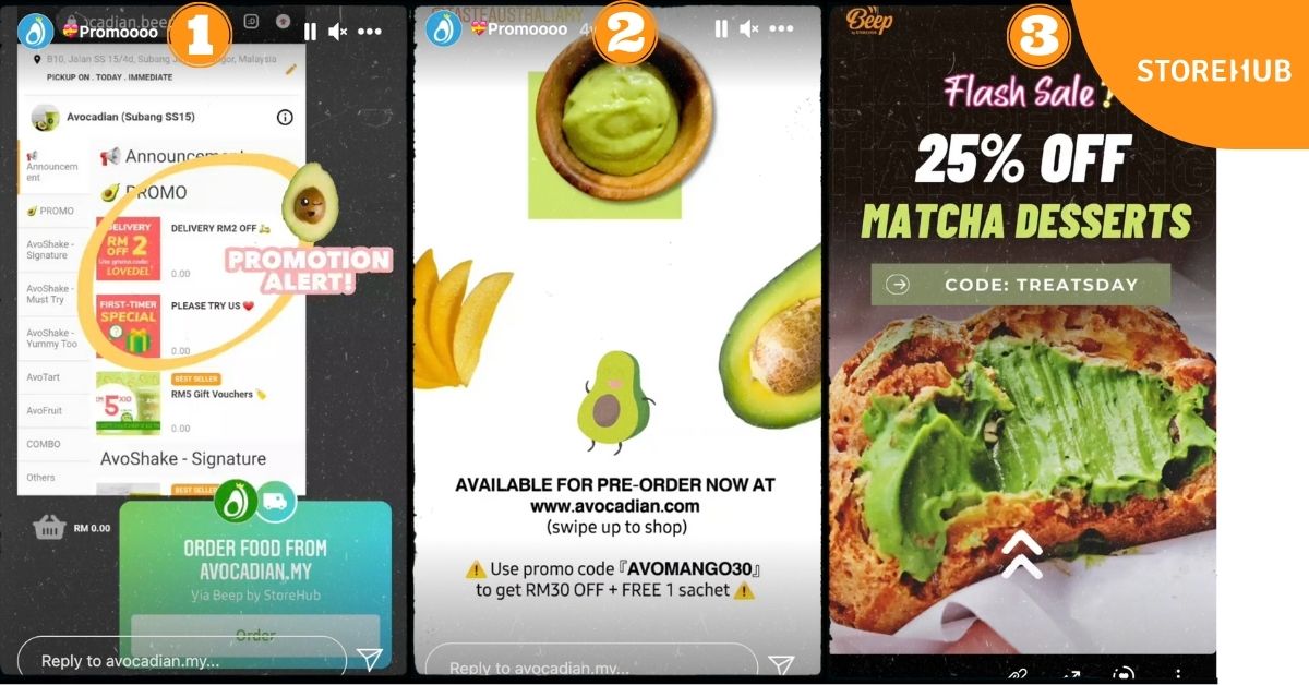 storehub marketing tips klang valley restaurants connect with customers IG stories marketing avocadian beep matcha desserts