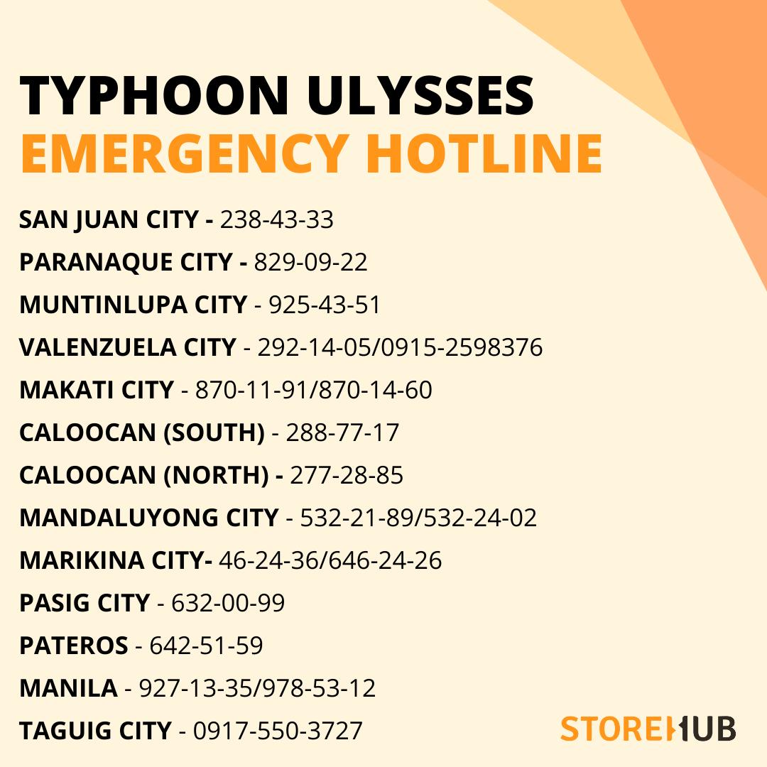 typhoon ulysses emergency hotline