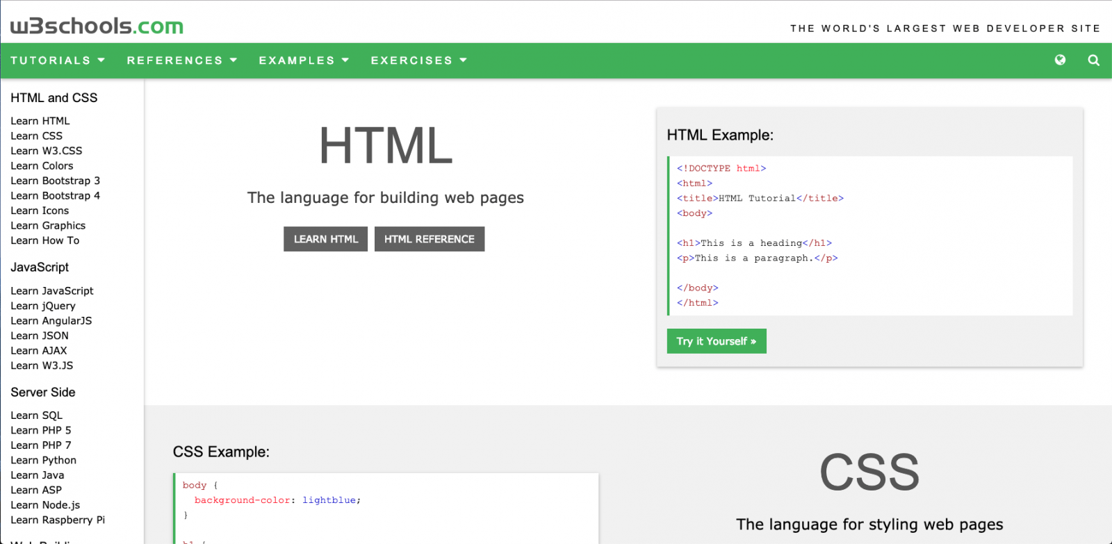 W3Schools website screenshot