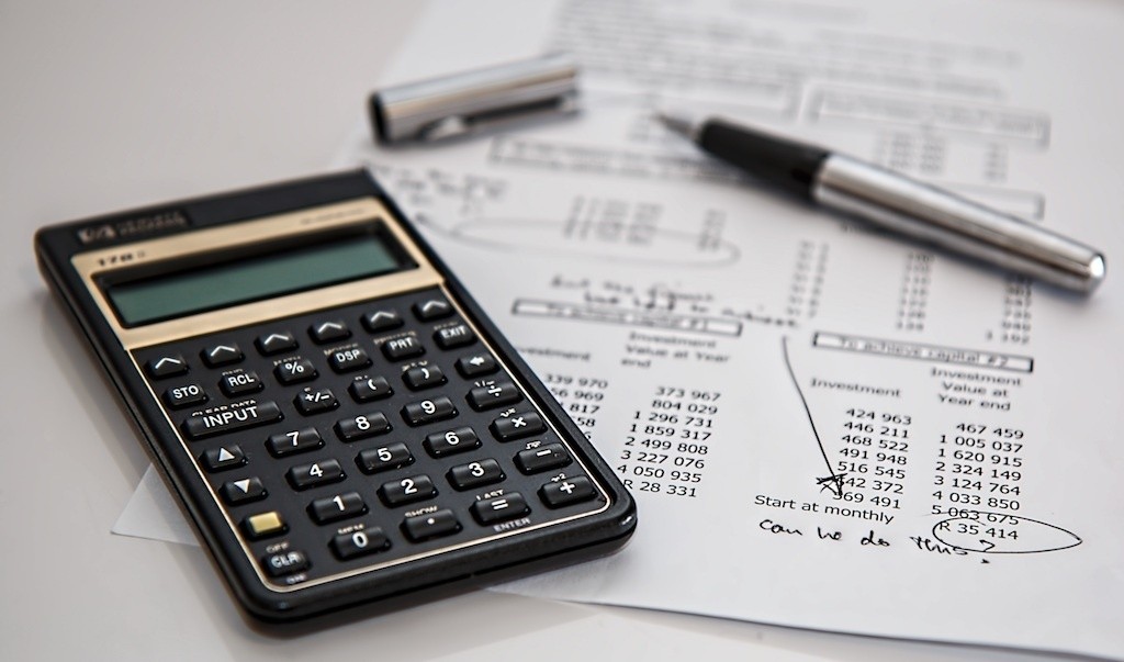 calculator and financial graph