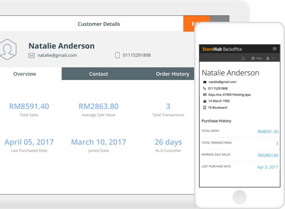 StoreHub point of sale POS system customer data CRM management screenshot