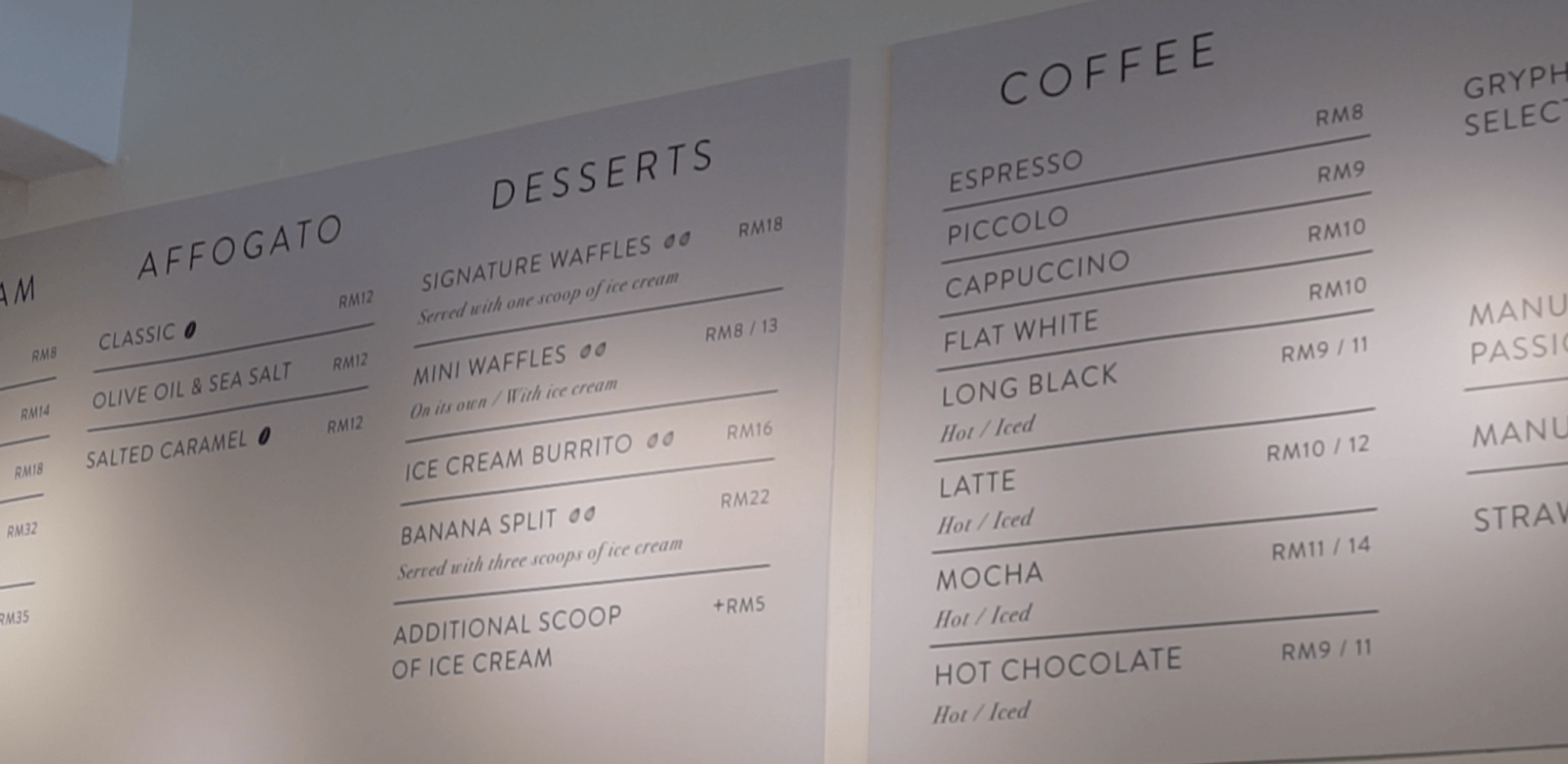 IDC Ice Dreams Cafe menu