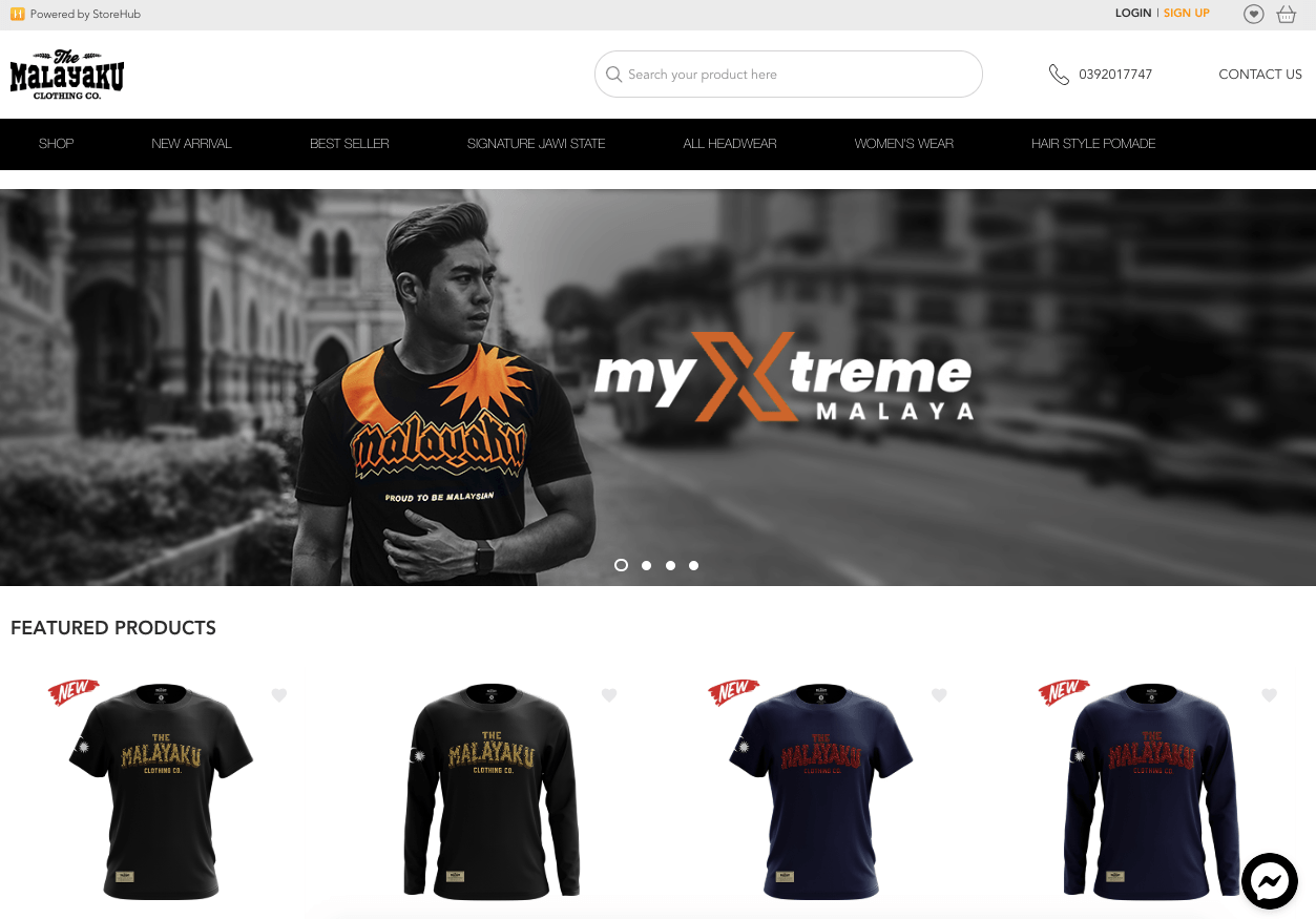 StoreHub Ecommerce feature Malayaku website online store screenshot