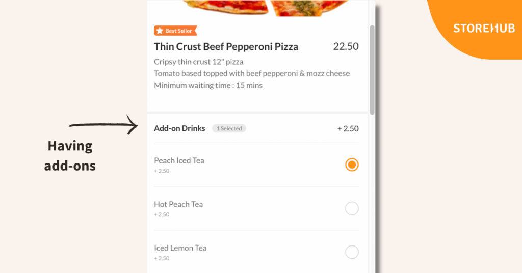 4 Ways To Optimise Your Online Menu To Drive Sales - include add-ons