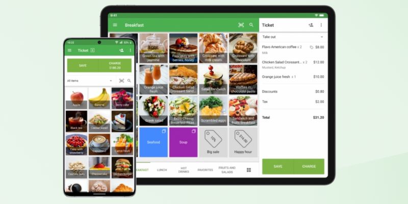 A Loyverse smartphone and tablet turned into a Loyverse POS