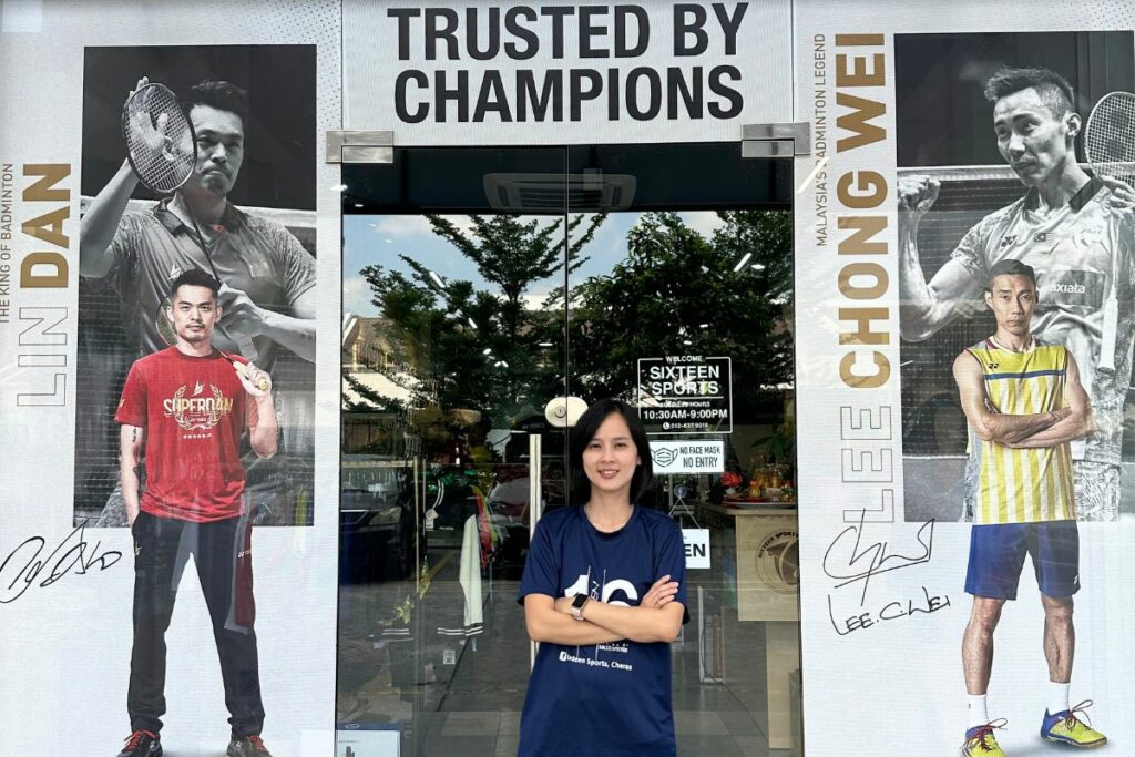 Yvonne Kwan, owner of Sixteen Sports, a badminton store in Malaysia