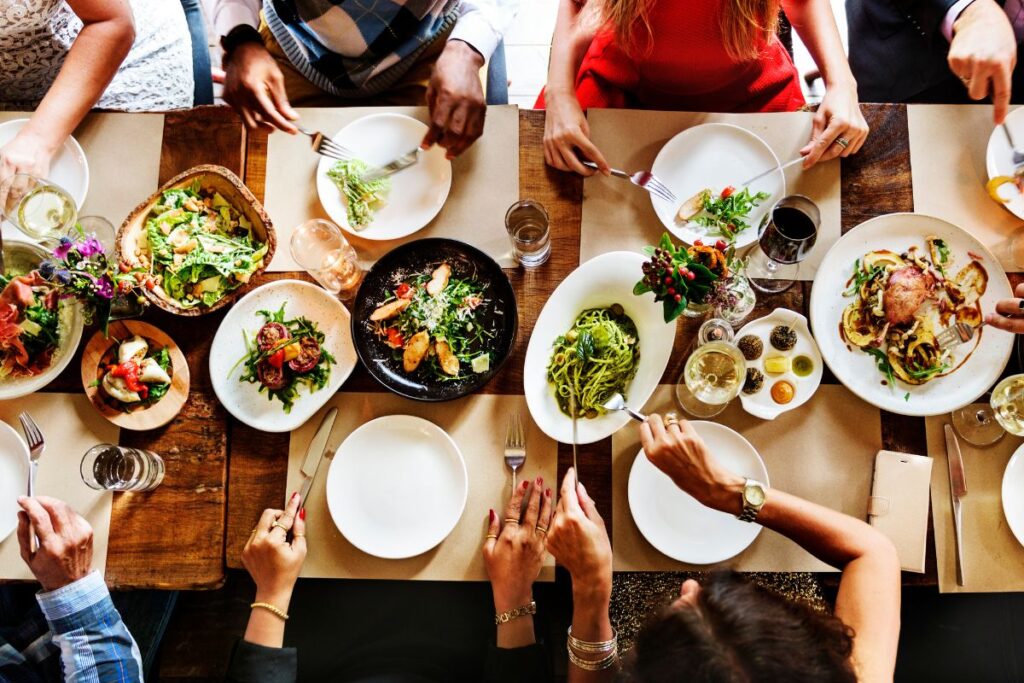 A group of diners eating at a restaurant in Malaysia