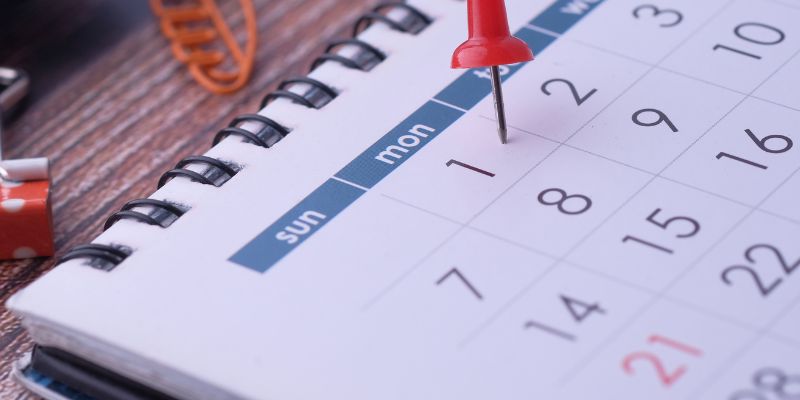 A calendar on a table